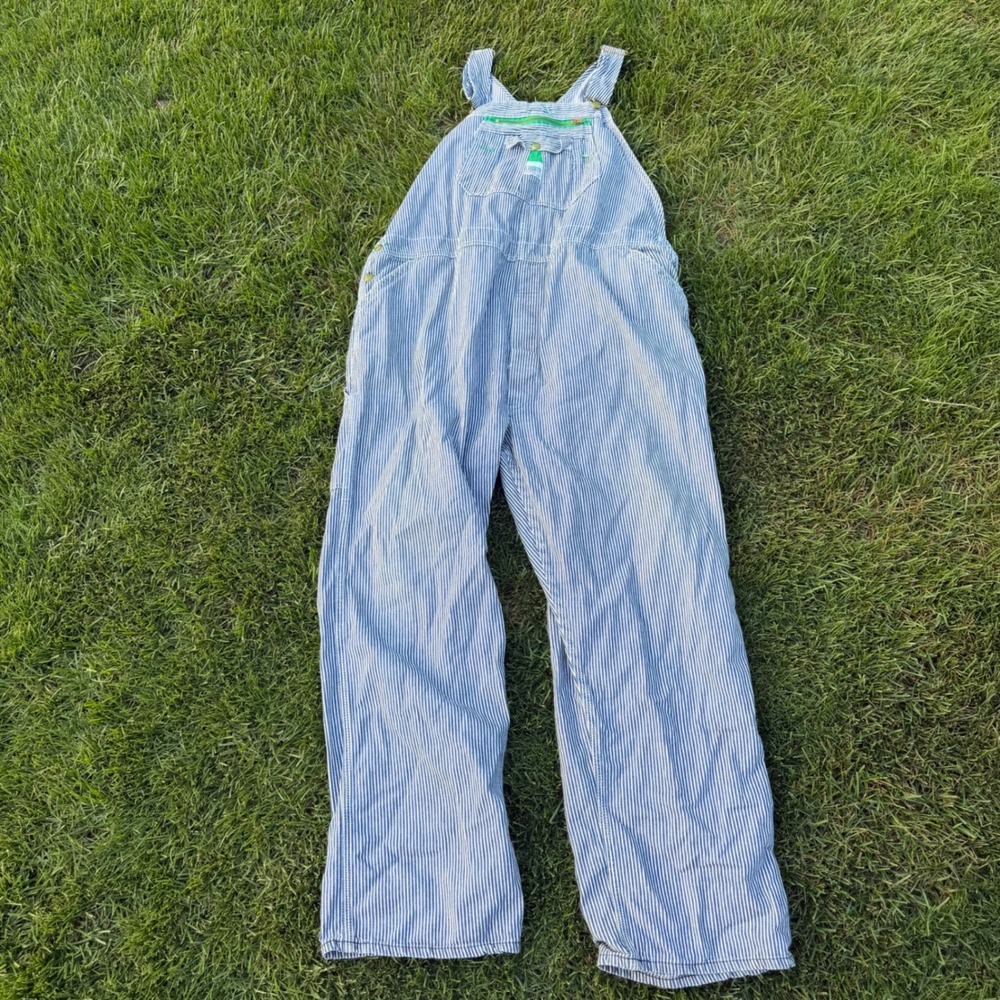 Liberty Overalls Mens Blue White Hickory Stripe Denim Bib Workwear Made in USA